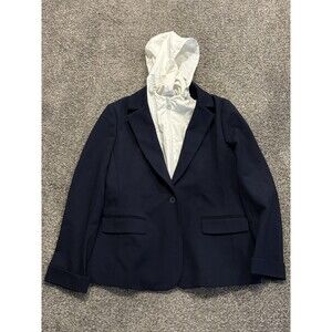 Tory Burch Sport Convertible Blazer With Hood Women’s Size Large Blue White